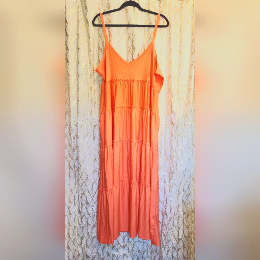 1X Plus Size tiered Maxi Sundress